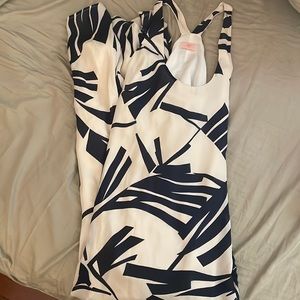 Nell Blue and White Leaf Print Sundress Size 12